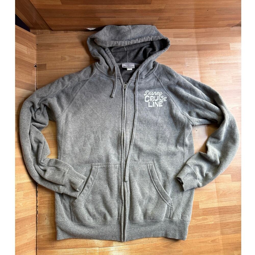 Disney Cruise Line Gray Full Zip Hoodie Mickey & Friends Ship Graphic